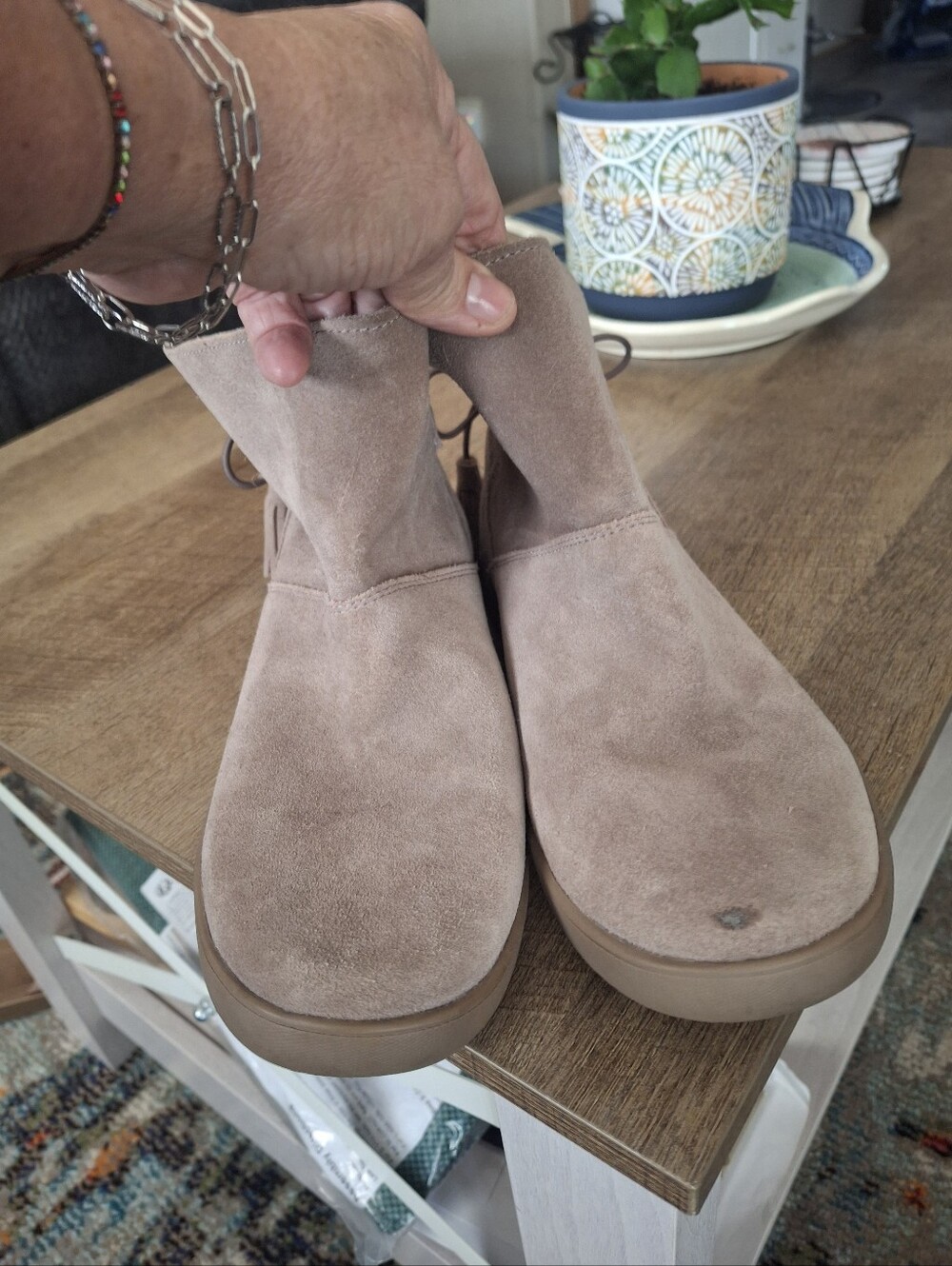 Koolaburra Suede Ankle Booties in Taupe